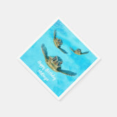 Serviette En Papier Trois tortues marines nageant (Coin)