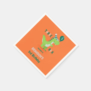 Serviette En Papier Troisième anniversaire de Dinosaur Three Rex