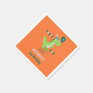 Serviette En Papier Troisième anniversaire de Dinosaur Three Rex