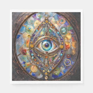 Serviette En Papier Troisième œil sur verre et bronze