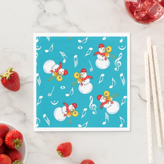 Serviette En Papier Trombone Snowman Music Notes Motif (En situation)