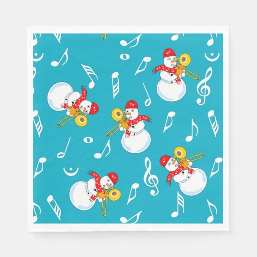 Serviette En Papier Trombone Snowman Music Notes Motif (Devant)