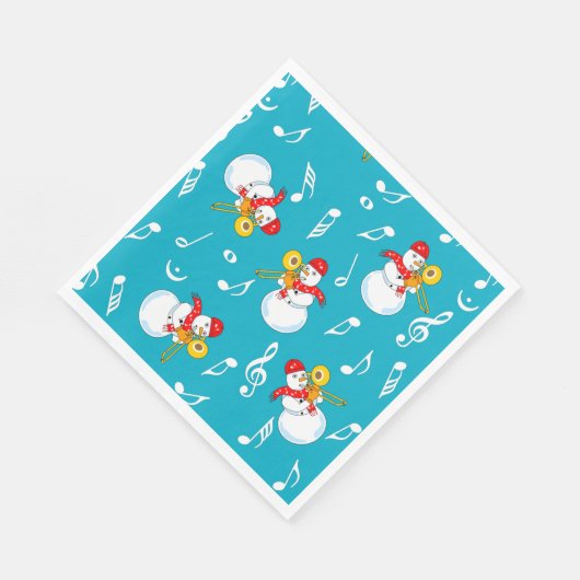 Serviette En Papier Trombone Snowman Music Notes Motif (Coin)