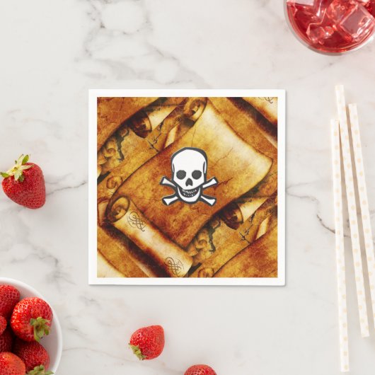 Serviette En Papier Tronc crâne trésor carte défiler pirates (En situation)