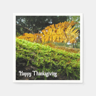 Serviette En Papier Tronc d'arbre dans la mousse luxuriante - Thankgiv