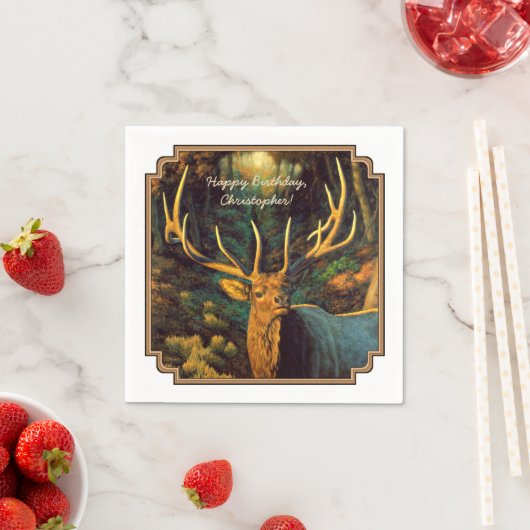 Serviette En Papier Trophée Bull Elk à l'automne (En situation)