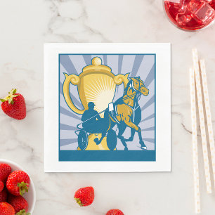 Serviette En Papier Trophée de trot attelé Sulky et Cheval