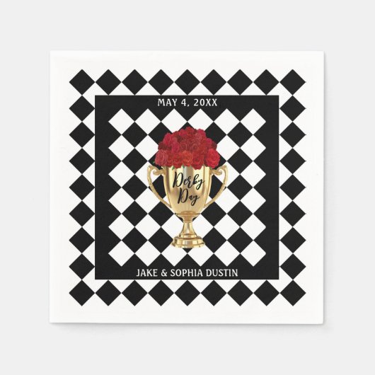Serviette En Papier Trophée Derby Day et Roses (Devant)
