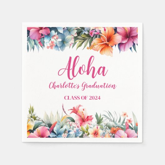 Serviette En Papier Tropical Aloha Luau Graduation 2024 (Devant)