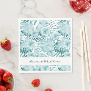 Serviette En Papier Tropical Aqua Blue Fleurs Florales Mariage