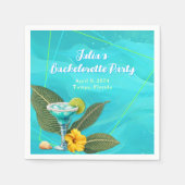 Serviette En Papier Tropical Bachelorette Party Blue Waves (Devant)