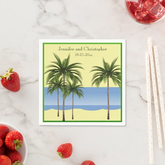 Serviette En Papier Tropical Beach Palm Tree Summer Ocean Nom du Maria (En situation)