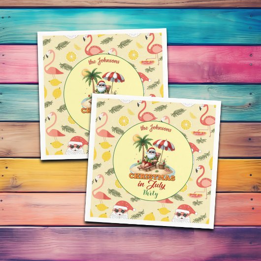 Serviette En Papier Tropical Beach & Père Noël Noël en juillet