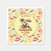 Serviette En Papier Tropical Beach & Père Noël Noël en juillet (Devant)