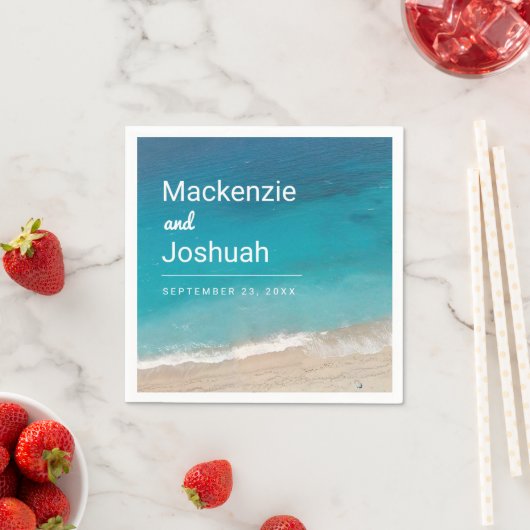 Serviette En Papier Tropical Beach Shore Turquoise Ocean Mariage (En situation)