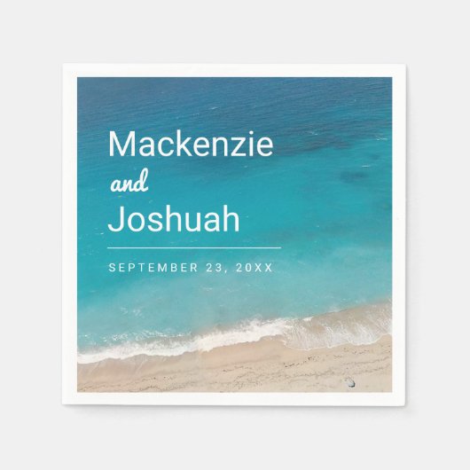 Serviette En Papier Tropical Beach Shore Turquoise Ocean Mariage (Devant)