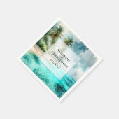 Serviette En Papier Tropical Beach Watercolor Elegant Coastal Wedding (Coin)