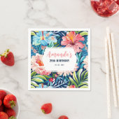 Serviette En Papier Tropical Birthday Party Floral Pattern (En situation)