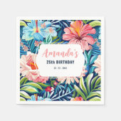 Serviette En Papier Tropical Birthday Party Floral Pattern (Devant)