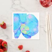 Serviette En Papier Tropical Blue Turquoise aquarelle orchidée peintur (En situation)