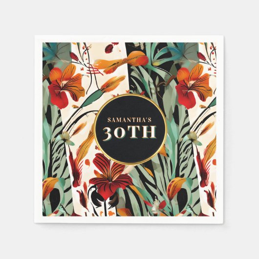 Serviette En Papier Tropical Boho Floral Age Picnic Design (Devant)