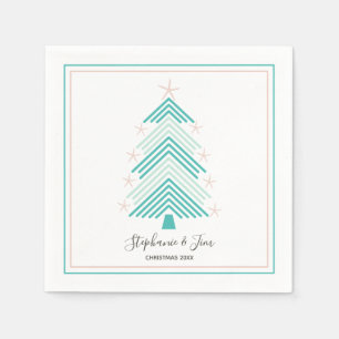 Serviette En Papier Tropical Christmas Tree Pink Starfish Party