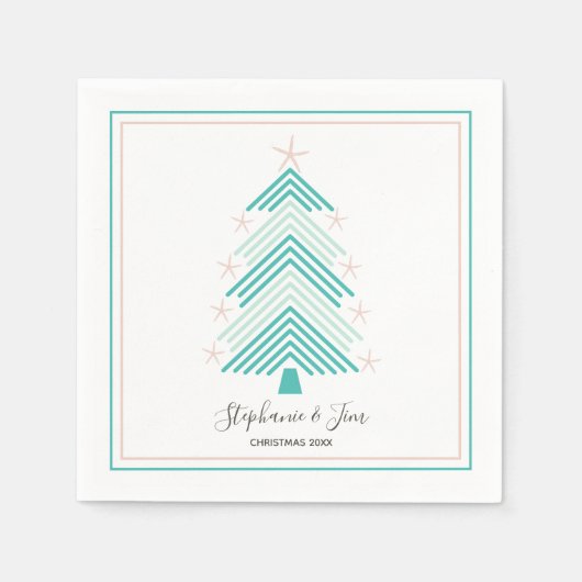 Serviette En Papier Tropical Christmas Tree Pink Starfish Party (Devant)