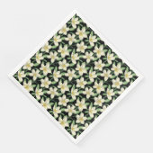 Serviette En Papier Tropical continu motif fleurs blanches feuille ver (Coin)