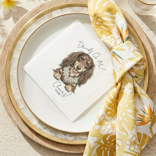 Serviette En Papier Tropical Dachshund Wedding Drinks On Me