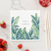 Serviette En Papier Tropical Exotic Foliage Feuille Design Mariage (En situation)