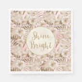 Serviette En Papier Tropical Feuille Cream Blush Gold Parties scintill (Devant)