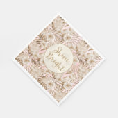 Serviette En Papier Tropical Feuille Cream Blush Gold Parties scintill (Coin)