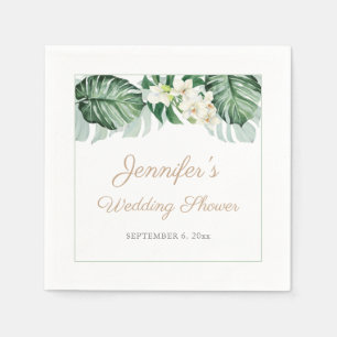 Serviette En Papier Tropical Feuille White Orchids Wedding shower Part