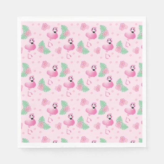 Serviette En Papier Tropical Flamant rose Oiseau Fleur Motif Tropical (Devant)