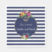 Serviette En Papier Tropical Floral Luau Marine Blue Stripes Mariage (Devant)