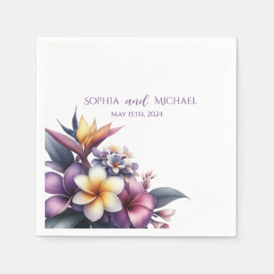 Serviette En Papier Tropical Floral-Mariage - serviettes