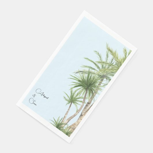 Serviette En Papier Tropical Folift Script Names Ice Blue Mariage (Coin)