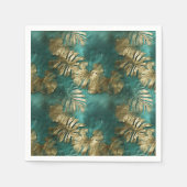 Serviette En Papier Tropical Gold Emerald Feuilles verts (Devant)