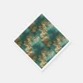 Serviette En Papier Tropical Gold Emerald Feuilles verts (Coin)