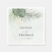 Serviette En Papier Tropical Green Monstera Coastal Wedding (Devant)