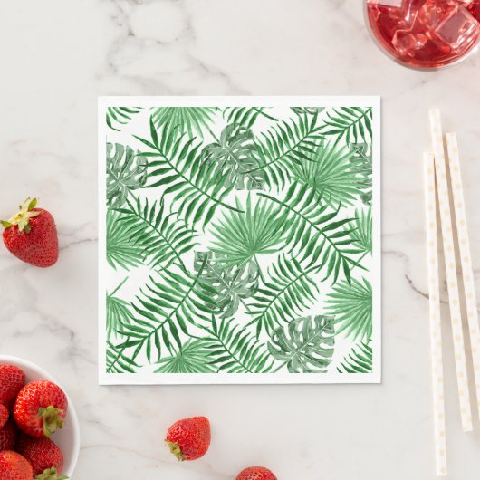 Serviette En Papier Tropical Green Palm Feuille Summer Art Motif (En situation)