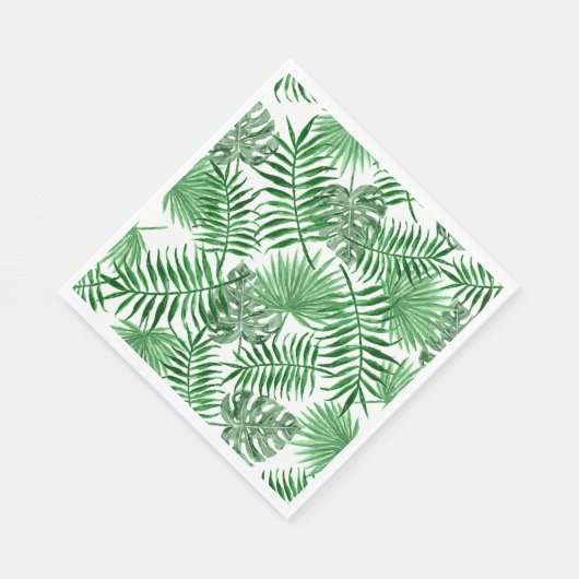 Serviette En Papier Tropical Green Palm Feuille Summer Art Motif (Coin)