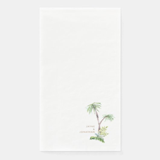 Serviette En Papier Tropical Greenery Gold Texte Personnalisé Deux nom (Devant)