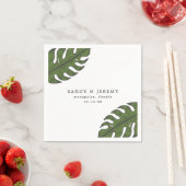 Serviette En Papier Tropical Greenery Palm Feuille Mariage (En situation)