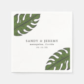 Serviette En Papier Tropical Greenery Palm Feuille Mariage (Devant)