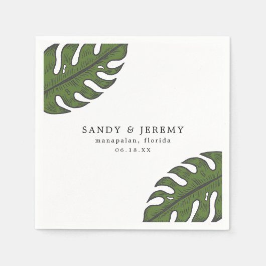 Serviette En Papier Tropical Greenery Palm Feuille Mariage (Devant)