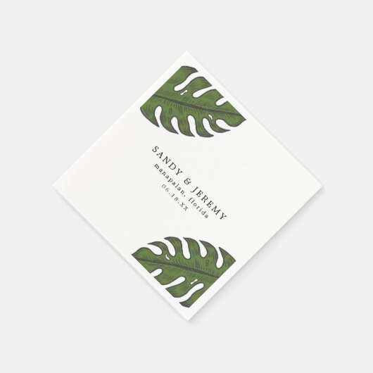 Serviette En Papier Tropical Greenery Palm Feuille Mariage (Coin)
