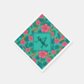 Serviette En Papier Tropical Hibiscus and Palm Leaf Pattern (Coin)