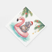 Serviette En Papier Tropical Hippo Christmas Pool Party   (Coin)
