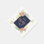 Serviette En Papier Tropical Holiday Cheers Fleurs & Gold Frame (Coin)
